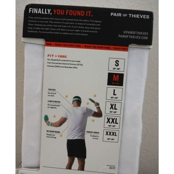 Pair of Thieves Men's Sz M White SuperSoft Cotton Crew Neck Fitted Tees, 2 Pack - Picture 6 of 6